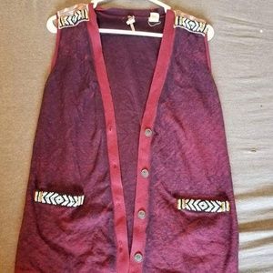 BKE Beaded Button Up Vest Cardigan